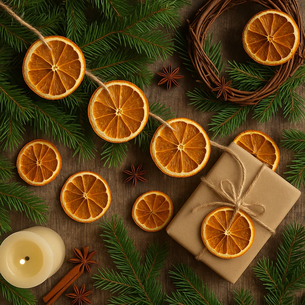 Utilizări ale portocalelor deshidratate în decorul de Crăciun