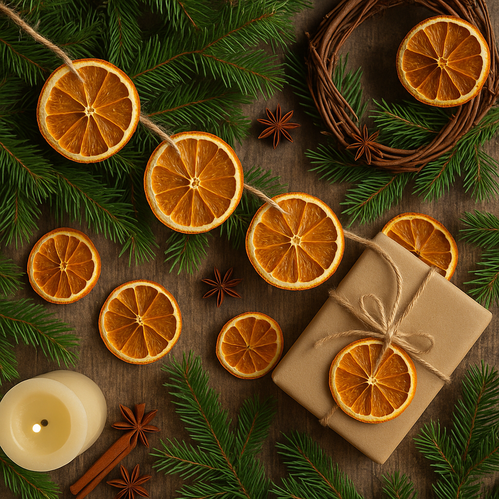 Utilizări ale portocalelor deshidratate în decorul de Crăciun